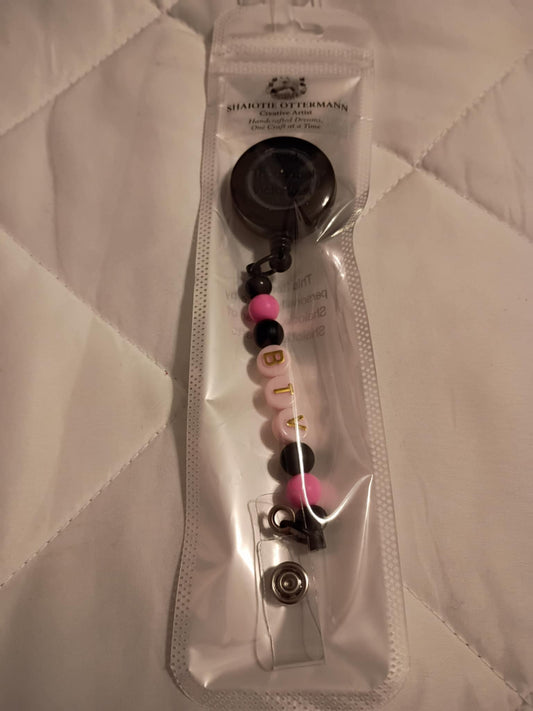 Handmade beaded badge holder made by Shaiotie's Crafts aka Shaiotie Ottermann